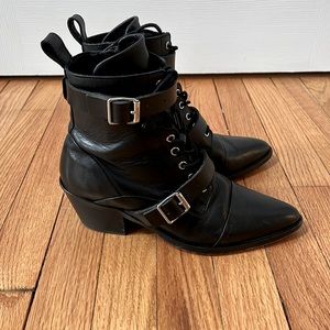 All Saints Heel Combat Boots with Zippers- 38